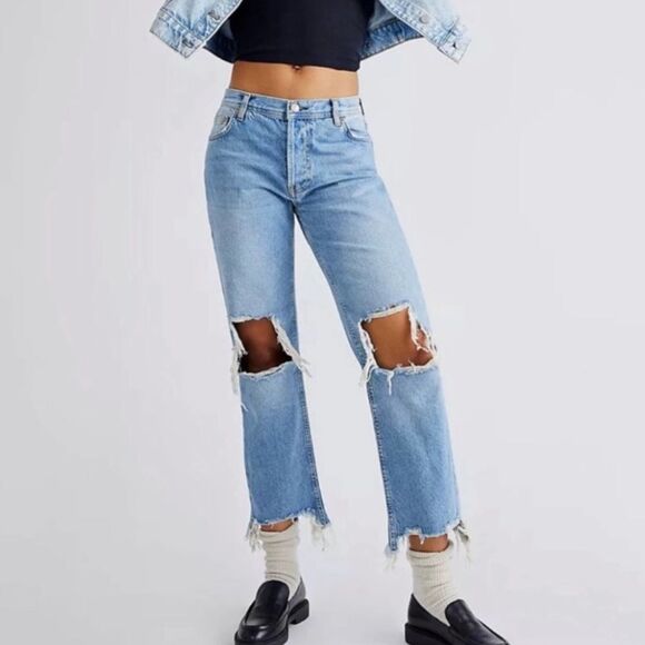 Free People Denim - Free people Maggie straight distressed jeans